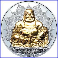 2017 Laughing Buddha 2oz. 999 Silver Proof Coin With Coa And Original Black Box