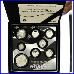 2017 Limited Edition Silver Proof Set Black Box & COA 7 Coins and Silver Eagle