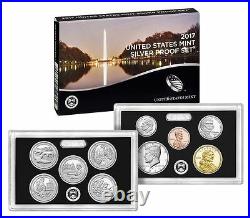 2017 S SILVER PROOF Set US Mint 10 Coins Kennedy ATB $1 Dime Penny with BOX COA