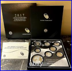 2017-S US Limited Edition Silver Proof Set 8 Coin Set Box & COA-(bin6100MB)