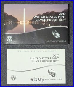 2017 S US United States Mint Silver Proof 10 Coin Set BOX OGP COA READ DESC