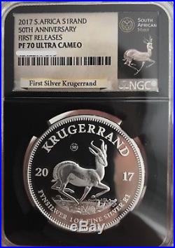 2017 Silver Krugerrand 1 OZ Proof NGC PF70 UCAM First Releases with boxes & COA