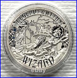 2017 Solomon Islands $5 Legends & Myths Wizard 2 oz Silver Reverse Proof Box&COA