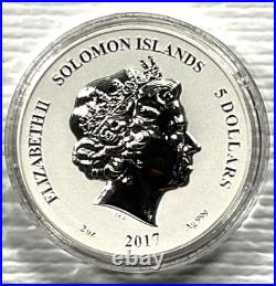 2017 Solomon Islands $5 Legends & Myths Wizard 2 oz Silver Reverse Proof Box&COA