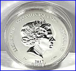 2017 Solomon Islands $5 Legends & Myths Wizard 2 oz Silver Reverse Proof Box&COA