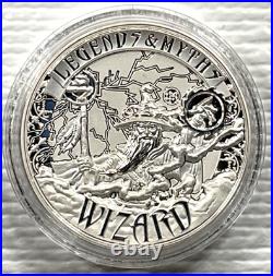 2017 Solomon Islands $5 Legends & Myths Wizard 2 oz Silver Reverse Proof Box&COA