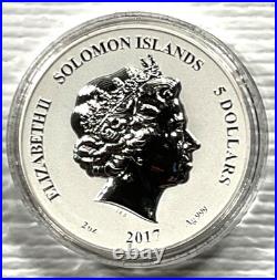 2017 Solomon Islands $5 Legends & Myths Wizard 2 oz Silver Reverse Proof Box&COA