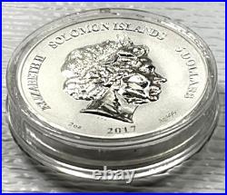 2017 Solomon Islands $5 Legends & Myths Wizard 2 oz Silver Reverse Proof Box&COA
