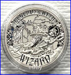 2017 Solomon Islands $5 Legends & Myths Wizard 2 oz Silver Reverse Proof Box&COA