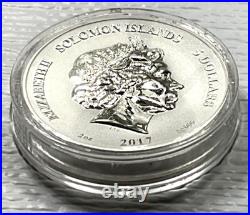 2017 Solomon Islands $5 Legends & Myths Wizard 2 oz Silver Reverse Proof Box&COA