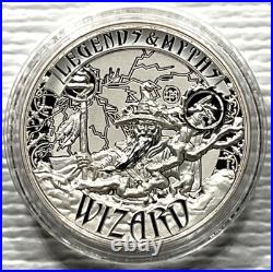 2017 Solomon Islands $5 Legends & Myths Wizard 2 oz Silver Reverse Proof Box&COA