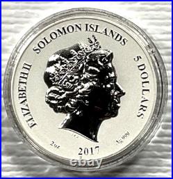 2017 Solomon Islands $5 Legends & Myths Wizard 2 oz Silver Reverse Proof Box&COA