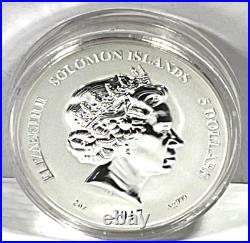 2017 Solomon Islands $5 Legends & Myths Wizard 2 oz Silver Reverse Proof Box&COA