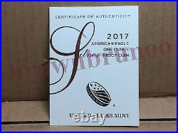2017 W American Eagle One Ounce SILVER PROOF Coin West Point 1 Oz Box & COA 17EA