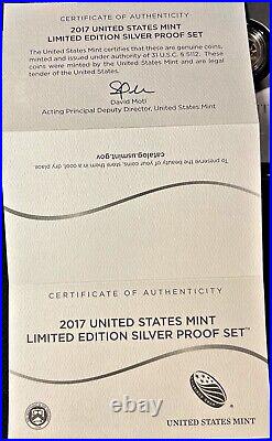 2017s US MINT. 900 SILVER EIGHT (8) COIN PROOF SET CAMEO with. 999 $1 +BOX/CASE/COA