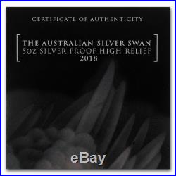 2018 Australia 5 oz Silver Swan Proof (High Relief, withBox & COA) SKU#175832