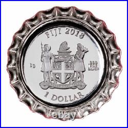 2018 Fiji Coca-Cola Bottle Cap Shaped $1 One Dollar Silver Proof Coin Box Coa