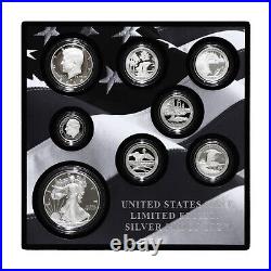 2018 Limited Edition Silver Proof Set Black Box & COA 7 Coins and Silver Eagle