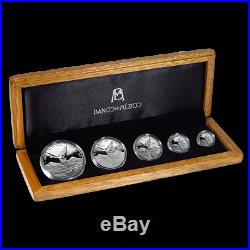 2018 Mexico 5-Coin Silver Libertad Proof Set (1.9 oz, Wood Box). Only 1000 Sets