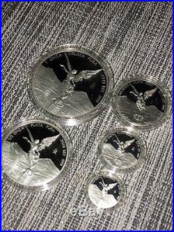 2018 Mexico Libertad 5-Coin Silver Proof Set, 1.9 oz 999 Silver, Box&Cer Rare