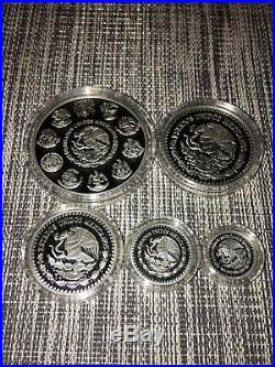 2018 Mexico Libertad 5-Coin Silver Proof Set, 1.9 oz 999 Silver, WithBox & Cer