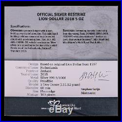 2018 Netherlands 5 oz Silver Proof Lion Dollar (withBox & COA) SKU#188675