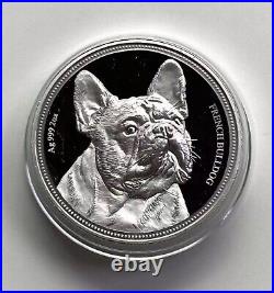 2018 Niue 2oz Silver Coin French Bulldog Proof dog 2oz coin No COA/BOX