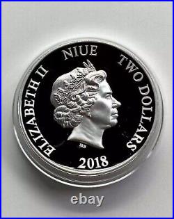 2018 Niue 2oz Silver Coin French Bulldog Proof dog 2oz coin No COA/BOX