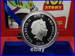 2018 Niue Buzz Lightyear Silver Proof Coin OGP Box & COA Toy Story