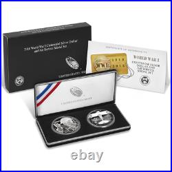 2018 Proof World War I Silver Dollar Air Service Medal 2pc Set Box OGP & COA
