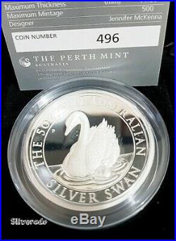 2018 SILVER SWAN 5 oz SILVER PROOF HIGH RELIEF COIN With BOX & COA