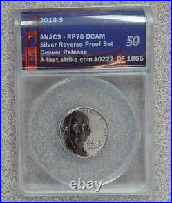 2018-S Silver Reverse Proof Set Denver Release ANACS RP70 0222 of 1865 Slab Box