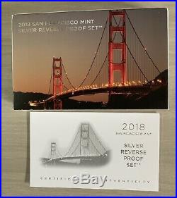 2018 S Silver Reverse Proof Set, With Box & COA (10 Coins)