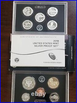 2018-S UNITED STATES SILVER PROOF Set IN ORIGINAL BOX AND US MINT COA