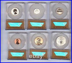 2018-S US Mint 10 Coin SILVER REVERSE Proof Set All ANACS RP70 FANCY BOXED