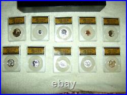 2018-S US Mint 10 Coin SILVER REVERSE Proof Set All ANACS RP70 FANCY BOXED