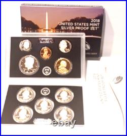 2018 S US Mint Silver Proof Set 10 Coins COA Original Box
