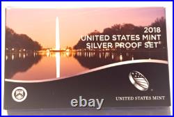 2018 S US Mint Silver Proof Set 10 Coins COA Original Box