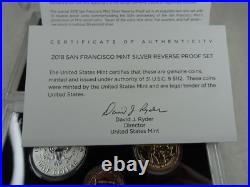 2018-S US Mint Silver Reverse Proof Set with COA & Box 10 Coins United States