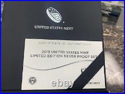 2018 S U. S. Mint Limited Edition Silver Proof Set with OGP Box COA 18RC