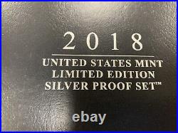 2018 S U. S. Mint Limited Edition Silver Proof Set with OGP Box COA 18RC