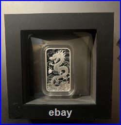 2018 Silver Australia $1 Lunar Dragon Proof 1 Oz 9999 Fine Bar In Display Box