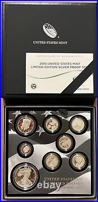 2018 US Mint Limited Edition Silver Proof Set Box & COA
