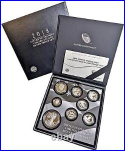 2018 U. S. Mint Limited Edition Silver Proof Set Box Slip Cover Cert of Auth