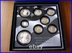 2018 Us Mint Limited Edition Silver Proof Set 8 Coin Set Box & Coa