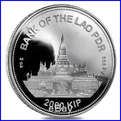 2019 2 oz Silver Laos Year of the Pig Proof Coin (Gilded, Jade Layer, withBox&COA)