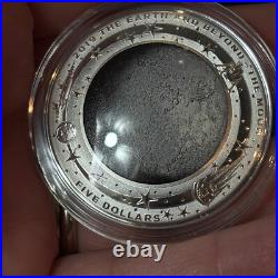 2019 $5 Coloured Fine Silver Silver Proof Domed Moon Coin Australian Mint In Box