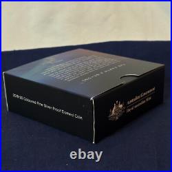 2019 $5 Coloured Fine Silver Silver Proof Domed Moon Coin Australian Mint In Box