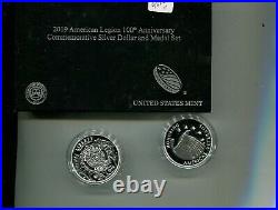 2019 American Legion Commemorative Silver Dollar + Medal Proof Original Box