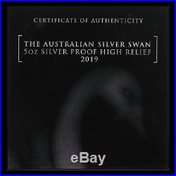 2019 Australia 5 oz Silver Swan Proof (High Relief, withBox & COA) SKU#196960